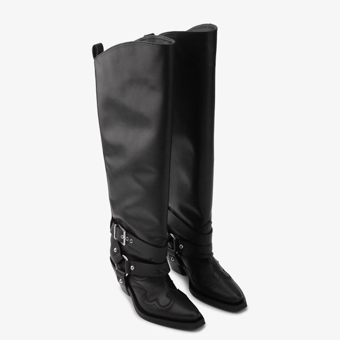المرأة جلد أسود الركبة عالية أ - مراجعة Leather Classic Strap وسعره